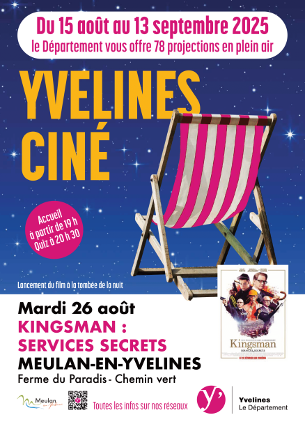 Yvelines cinéma plein air le mardi 26 aout à la bergerie, Meulan, 78250