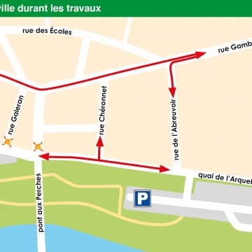 Plan de circulation du centre-ville durant les travaux mag juin 2019